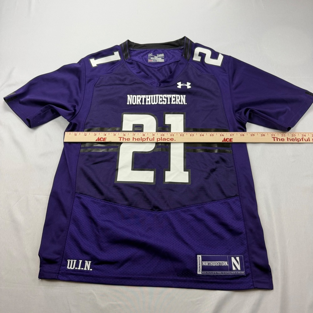 Under Armour Football Jersey Kids Youth Large Purple Northwestern Wildcats #21 - Picture 4 of 10